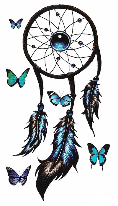 tatouage éphémère attrape rêve papillon